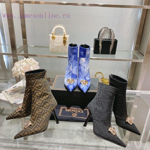 Fendi&Versace Joint CollectionShort boots𝐧𝐞𝐰 Show style Fendi Dumesa Head&Heel High Heels___1b6ypnoh - Image 8
