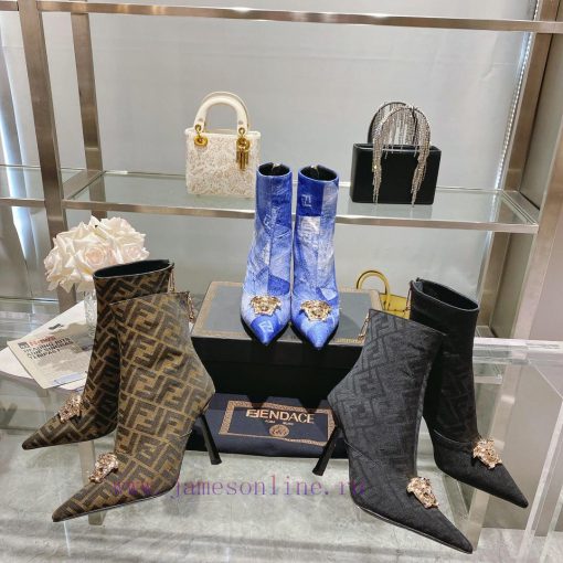 Fendi&Versace Joint Collection Fendi&Versace Short Boots𝐧𝐞𝐰 Show style Fendi Dumesa Head&Heekp04j2l7 - Image 10
