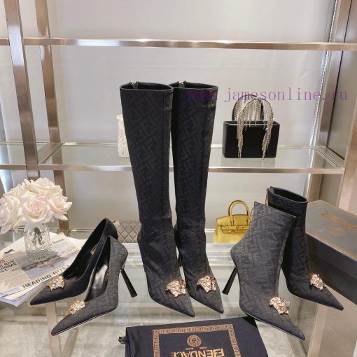 Fendi&Versace Joint CollectionShort boots𝐧𝐞𝐰 Show style Fendi Dumesa Head&Heel High Heels___1b6ypnoh - Image 9