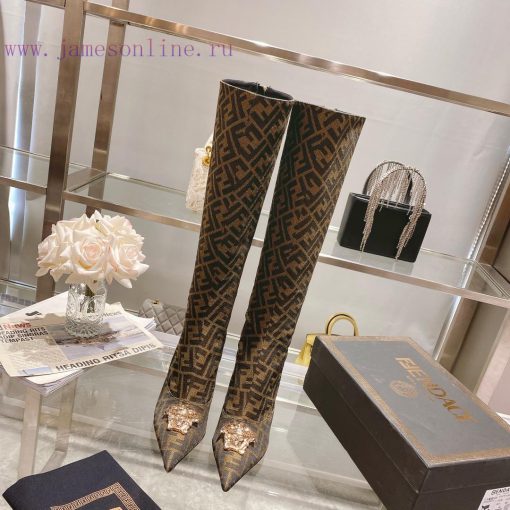 Fendi&Versace Joint CollectionLong boots 16 inchesReal leather bottom𝐧𝐞𝐰 Show style Fendi Duvj8i686m