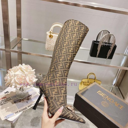 Fendi&Versace Joint CollectionLong boots 16 inchesReal leather bottom𝐧𝐞𝐰 Show style Fendi Duvj8i686m - Image 6