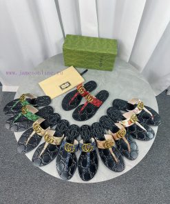 Upgraded Gucci Double G Buckle Ribbon Square Head Flat Bottom Slippers, Trading Company Ordecgzafb10