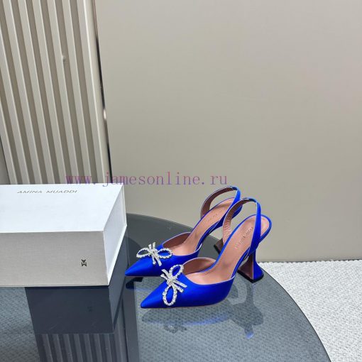 Amina Muaddi Sparkling Diamond Bow Beautiful Fashion ShoesAuthentic 11 Remastered Top Qualitlhotdaxy
