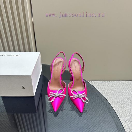 Amina Muaddi Sparkling Diamond Bow Beautiful Fashion ShoesAuthentic 11 Remastered Top Qualite8ldkwg6 - Image 3