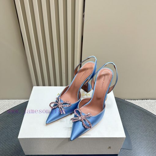 Amina Muaddi Sparkling Diamond Bow Beautiful Fashion ShoesAuthentic 11 Remastered Top Qualitr75p9378 - Image 5