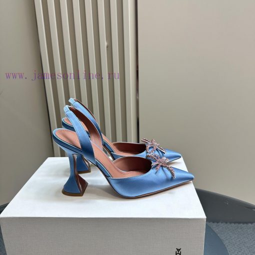Amina Muaddi Sparkling Diamond Bow Beautiful Fashion ShoesAuthentic 11 Remastered Top Qualitr75p9378 - Image 6