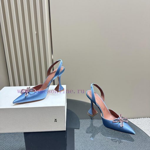 Amina Muaddi Sparkling Diamond Bow Beautiful Fashion ShoesAuthentic 11 Remastered Top Qualitr75p9378 - Image 7