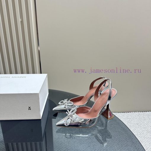 Amina Muaddi Sparkling Diamond Bow Beautiful Fashion ShoesAuthentic 11 Remastered Top Qualityfhnch58