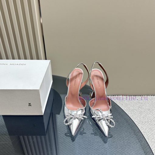 Amina Muaddi Sparkling Diamond Bow Beautiful Fashion ShoesAuthentic 11 Remastered Top Qualityfhnch58 - Image 3