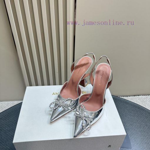 Amina Muaddi Sparkling Diamond Bow Beautiful Fashion ShoesAuthentic 11 Remastered Top Qualityfhnch58 - Image 5