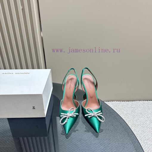 Amina Muaddi Sparkling Diamond Bow Beautiful Fashion ShoesAuthentic 11 Remastered Top Qualitq1xddibm - Image 3