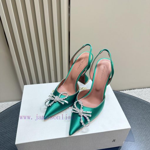 Amina Muaddi Sparkling Diamond Bow Beautiful Fashion ShoesAuthentic 11 Remastered Top Qualitq1xddibm - Image 5