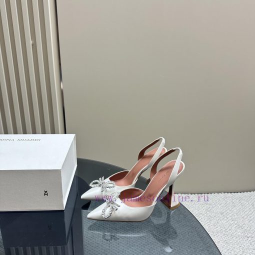 Amina Muaddi Sparkling Diamond Bow Beautiful Fashion ShoesAuthentic 11 Remastered Top Qualitkf1fpxbq - Image 2