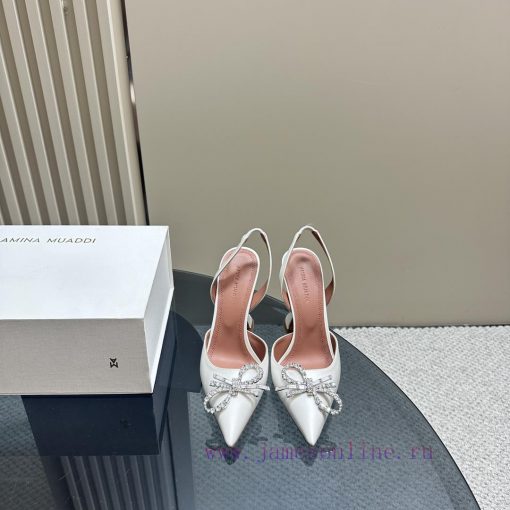 Amina Muaddi Sparkling Diamond Bow Beautiful Fashion ShoesAuthentic 11 Remastered Top Qualitkf1fpxbq - Image 3