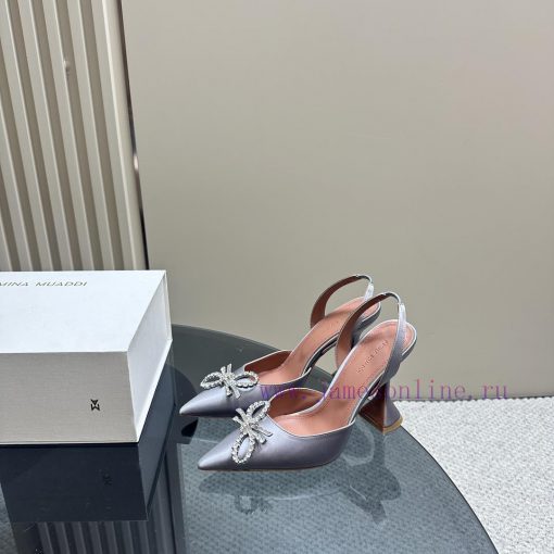Amina Muaddi Sparkling Diamond Bow Beautiful Fashion ShoesAuthentic 11 Remastered Top Qualitxypoan40 - Image 2