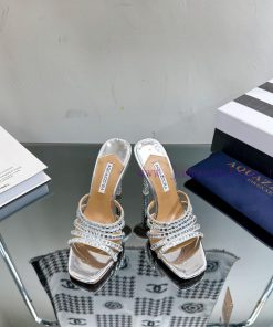 2024 Spring/Summer New AQUAZURA Zp Original Mold New Glass Door Diamond Heel Sandals————————pwxtufss