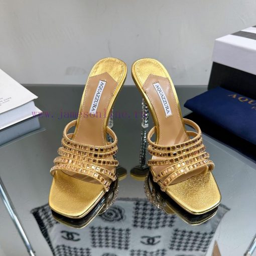 2024 Spring/Summer New AQUAZURA Zp Original Mold New Glass Door Diamond Heel Sandals————————syfx2eyp - Image 3