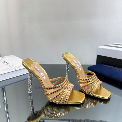 2024 Spring/Summer New AQUAZURA Zp Original Mold New Glass Door Diamond Heel Sandals————————syfx2eyp - Image 4