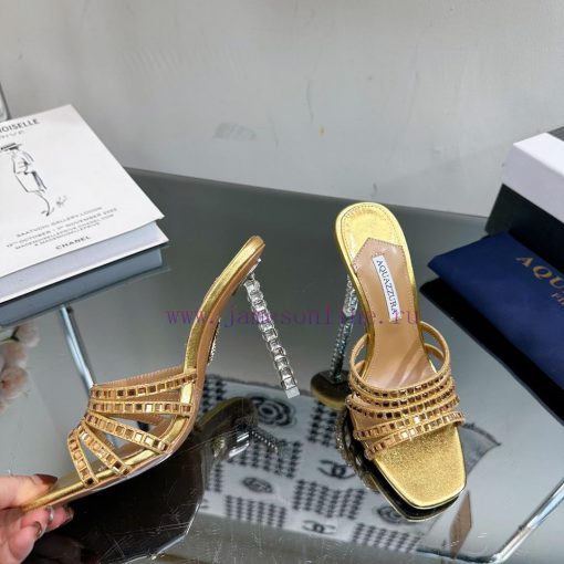 2024 Spring/Summer New AQUAZURA Zp Original Mold New Glass Door Diamond Heel Sandals————————syfx2eyp - Image 5