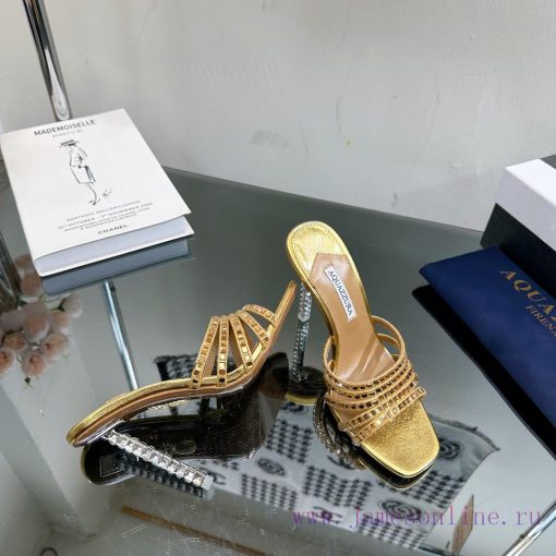 2024 Spring/Summer New AQUAZURA Zp Original Mold New Glass Door Diamond Heel Sandals————————syfx2eyp - Image 8