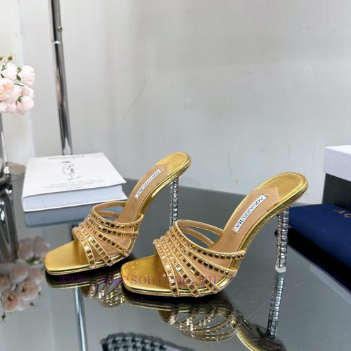 2024 Spring/Summer New AQUAZURA Zp Original Mold New Glass Door Diamond Heel Sandals————————syfx2eyp - Image 9