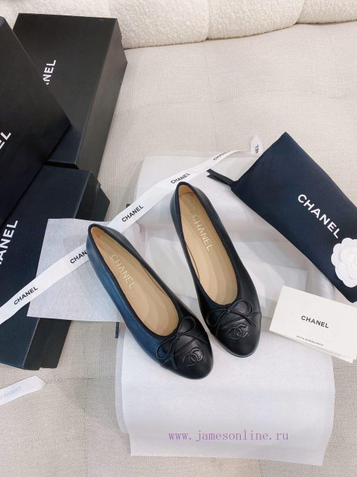 New CocoChanel 24 Edition Series Double C Bow Classic Sheepskin Flat Ballet ShoesChanel Gran8oez62f7 - Image 2