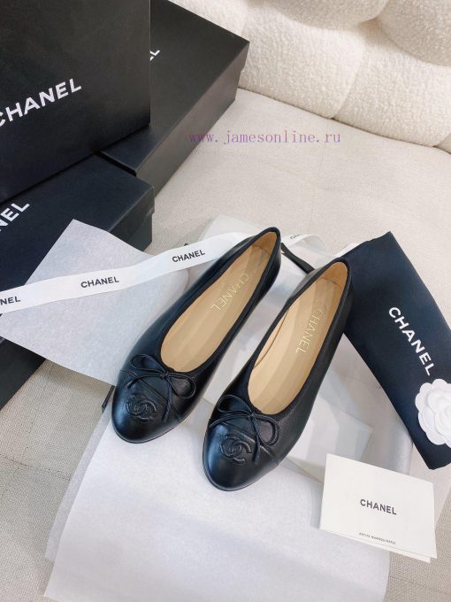 New CocoChanel 24 Edition Series Double C Bow Classic Sheepskin Flat Ballet ShoesChanel Gran8oez62f7 - Image 3