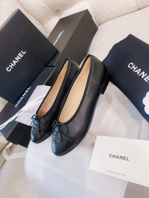 New CocoChanel 24 Edition Series Double C Bow Classic Sheepskin Flat Ballet ShoesChanel Gran8oez62f7 - Image 4