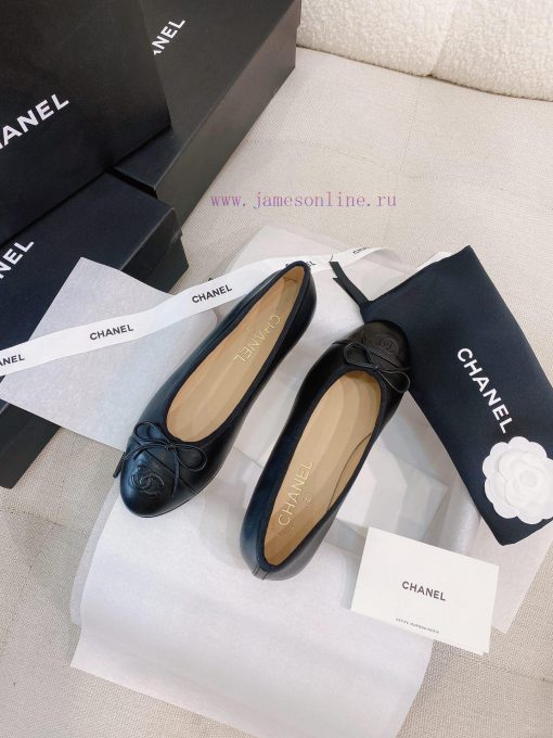 New CocoChanel 24 Edition Series Double C Bow Classic Sheepskin Flat Ballet ShoesChanel Gran8oez62f7 - Image 9