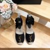 SAINT LAURENT/Saint Laurent 2024 Early Spring Slope Heel Gold Letter LOGO Fisherman's Shoes sz77sr6n