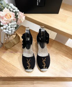 SAINT LAURENT/Saint Laurent 2024 Early Spring Slope Heel Gold Letter LOGO Fisherman's Shoes sz77sr6n