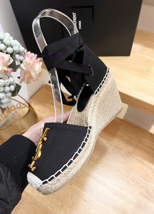 SAINT LAURENT/Saint Laurent 2024 Early Spring Slope Heel Gold Letter LOGO Fisherman's Shoes sz77sr6n - Image 5