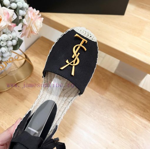 SAINT LAURENT/Saint Laurent 2024 Early Spring Slope Heel Gold Letter LOGO Fisherman's Shoes sz77sr6n - Image 10