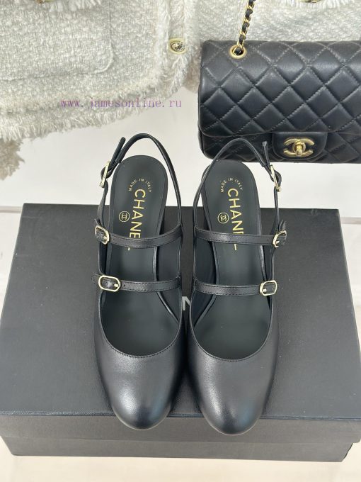 Chanel | Chanel 24C New Product ClassicRough heeled Mary Jane sandals single shoe seriesThe fkbahg44 - Image 5