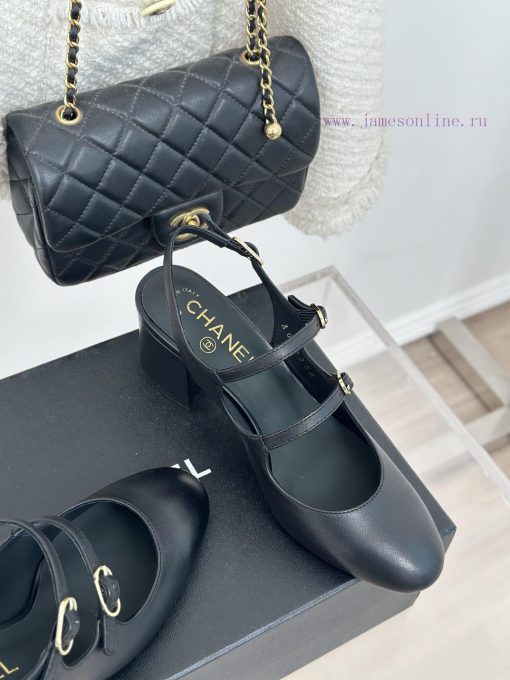 Chanel | Chanel 24C New Product ClassicRough heeled Mary Jane sandals single shoe seriesThe fkbahg44 - Image 6