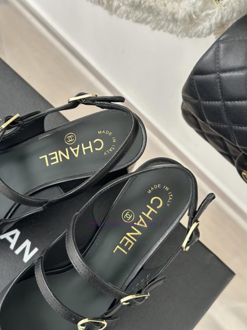 Chanel | Chanel 24C New Product ClassicRough heeled Mary Jane sandals single shoe seriesThe fkbahg44 - Image 9