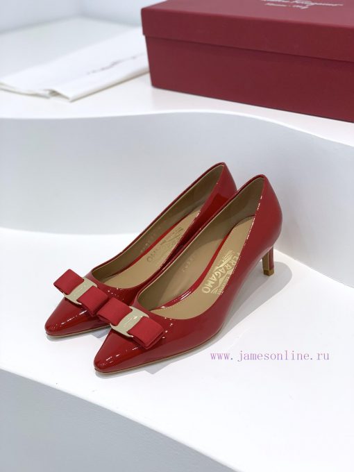Top tierSF ️ salvatore Ferraga * o ️ Fila * Mubu buckle pointed shallow mouth patent leatherpblw2w1x