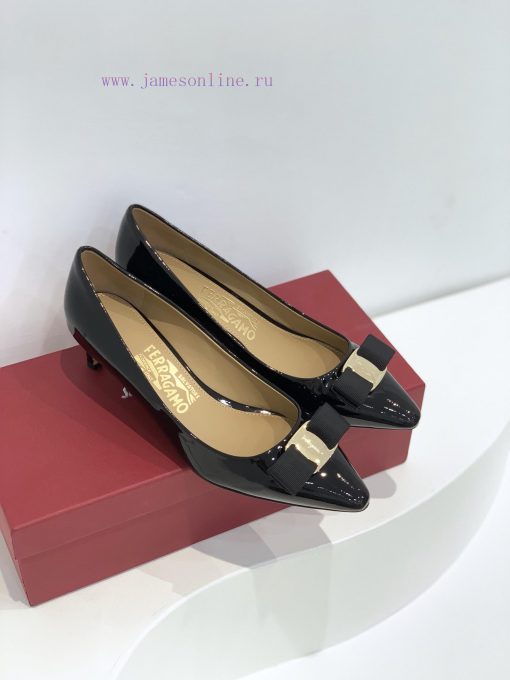 Top tierSF salvatore Ferraga * o Ferrera * Mubu buckle pointed shallow mouth patent leather kispbaip - Image 8