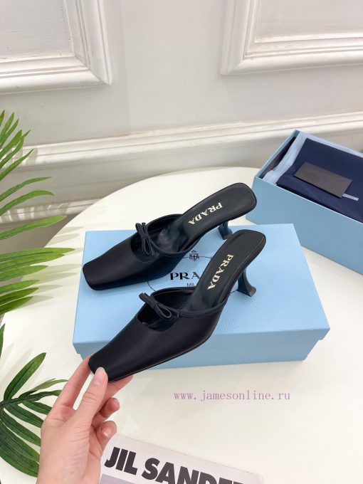 PRADA Prada 24 𝐬𝐬Fashion bow half slippers series 〰◽ High customization silk surface for shomc8eim06 - Image 4