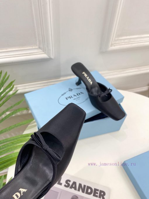 PRADA Prada 24 𝐬𝐬Fashion bow half slippers series 〰◽ High customization silk surface for shomc8eim06 - Image 8