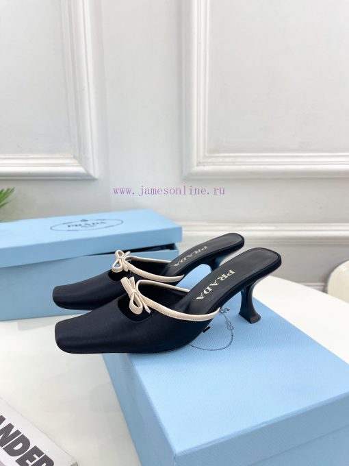PRADA Prada 24 𝐬𝐬Fashion bow half slippers series 〰◽ High customization silk surface for shol7x2wipc - Image 6