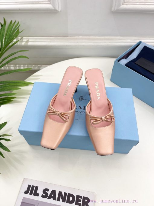 PRADA Prada 24 𝐬𝐬Fashion bow half slippers series 〰◽ High customization silk surface for sho5ednfoe0