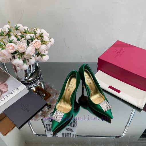 Valentino 2023 Spring/Summer New Silk High Heels Single Shoes————————————The upgraded and sm9mhfy8yh - Image 4
