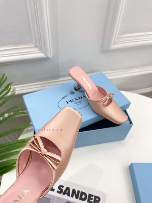 PRADA Prada 24 𝐬𝐬Fashion bow half slippers series 〰◽ High customization silk surface for sho5ednfoe0 - Image 8