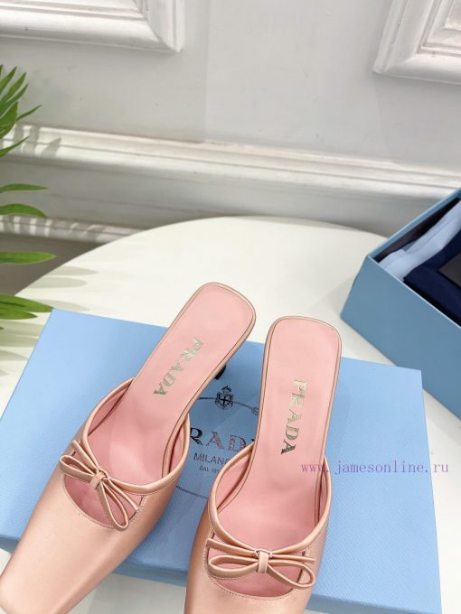 PRADA Prada 24 𝐬𝐬Fashion bow half slippers series 〰◽ High customization silk surface for sho5ednfoe0 - Image 9