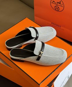 hermes ss24 new arrival～H Home 2024 Spring/Summer Mueller Slippers New ProductH's round headhv01o8fr