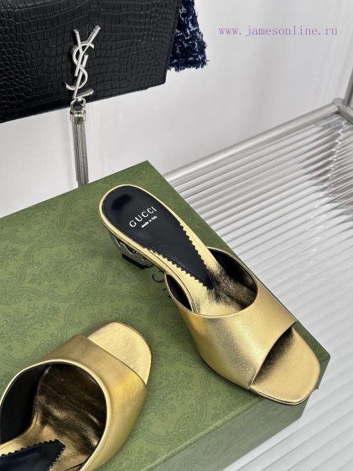 Gucci24S Spring/Summer New Product: Double G Heel Slippers Made of Imported Small Leather In8j98mcb8 - Image 6