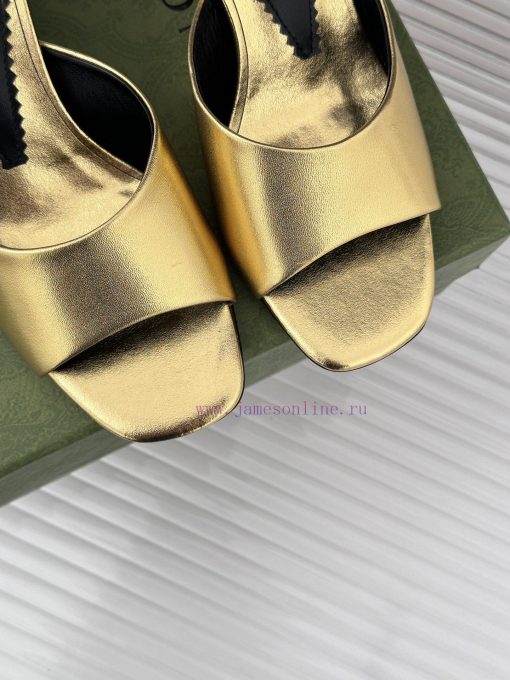 Gucci24S Spring/Summer New Product: Double G Heel Slippers Made of Imported Small Leather In8j98mcb8 - Image 8