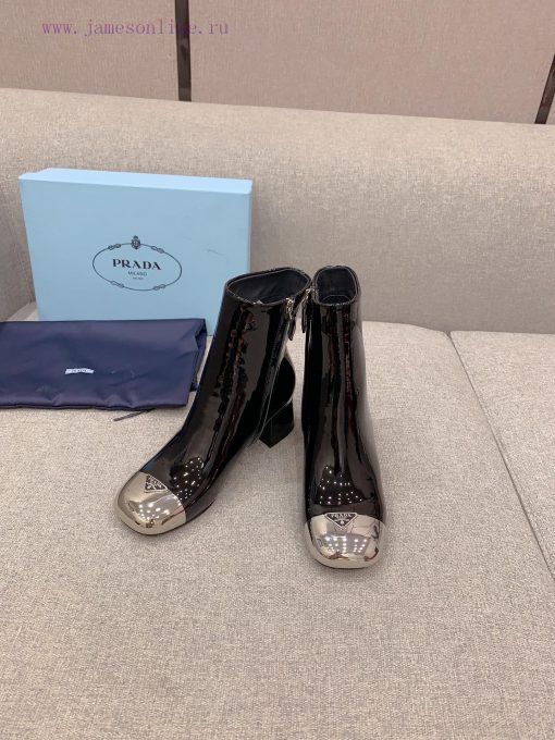 Prada's new triangle logo thick heel short boots, classic triangle logo decoration exquisiteshyjwzwq