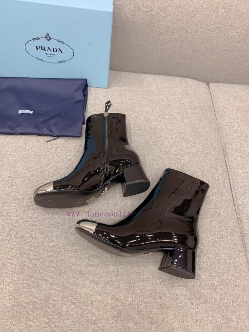 Prada's new triangle logo thick heel short boots, classic triangle logo decoration exquisiteshyjwzwq - Image 5